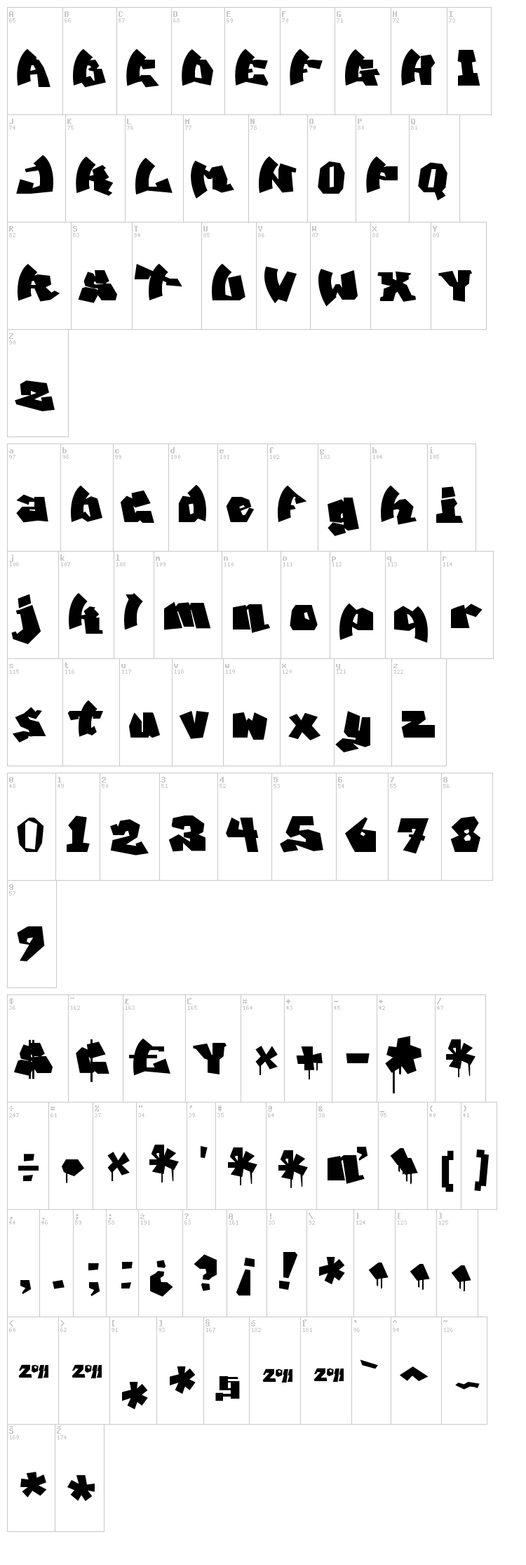 MAWNS Graffiti font map
